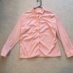 Pastel Pink and White 70s Retro Button Down
